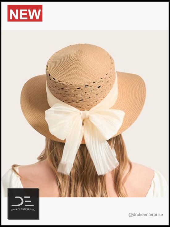 Wide Brim Straw Sun Hat Adjustable UPF 50+ Beach Hat main image 4
